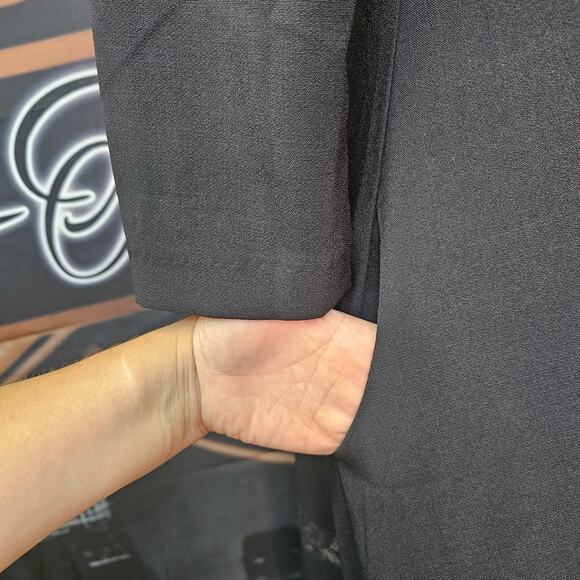 GENEVIE Dress Women Large Black Floral Lace Midi Tea Length 3/4 Sleeve Party NEW - Picture 2 of 12